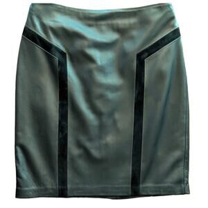 J. McLaughlin Black Leather Skirt with Suede Trims 8 NWT
